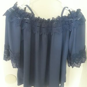 Navy off shoulder top
